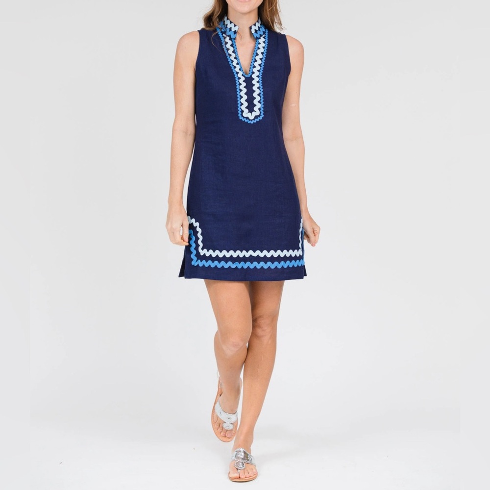 Sail To Sable Sleeveless Tunic with Ric Rac - Navy